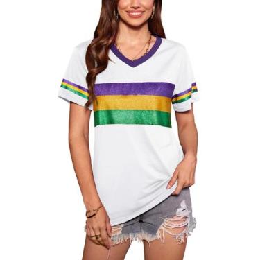Imagem de Camisetas femininas de carnaval, lantejoulas, carnaval, com decote em 