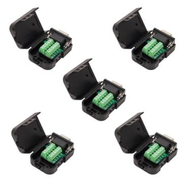 Imagem de Wirenest Conector fêmea DB9 Pacote com 5 - Adaptador serial RS232 sem solda com terminais de parafuso, caixa durável, alívio de tensão de 5/6/7 mm - fiação rápida e confiável, projetos industriais e