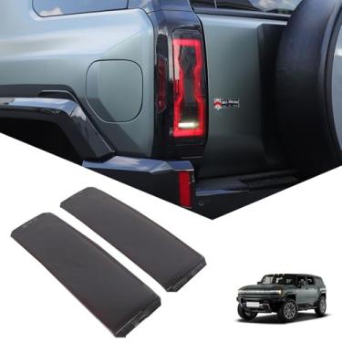Imagem de Kit de lentes de luz traseira para acessórios Hummer EV, capas protetoras de lanterna traseira com acabamento moldado - Kit de lâmpada de neblina traseira/freio/reverso de reserva/luz de seta,