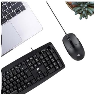 Imagem de Conjunto Teclado e Mouse com Fio para Computador – Cor Preta