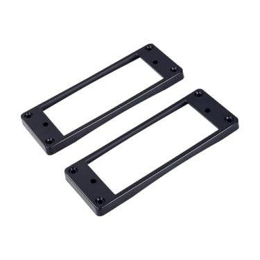 Imagem de Banworks Mini anéis Humbucker de plástico parte superior plana inferior curvada captador captador captador 6 x 6 mm moldura para guitarra elétrica estilo Les Paul LP pacote com 2 JT/SYQG-16 preto