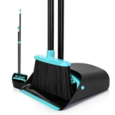 Imagem de Vassoura e panela de poeira com cabo extensível de 132 cm de comprimento, conjunto de vassoura com pá de lixo, conjuntos de vassouras de pé para limpeza de piso de interior e cozinha, sala de