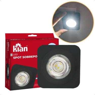 Imagem de Spot LED Sobrepor Quadrado Preto 5W 6000K Branco Frio Bivolt - KIAN