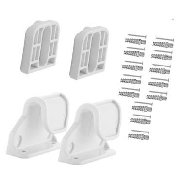 Imagem de TTETTZ Acessórios para cerca de portão retrátil para bebês (2 travas + 2 suportes + 1 conjunto de parafusos), Branco