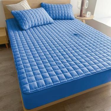 Imagem de Capa Protetora ImpermeáVel Para ColchãO Casal/Queen/King - 100% à Prova D'áGua - Anti-áCaros E HipoalergêNica - Com EláStico Em Toda Volta(AZUL,Berço)