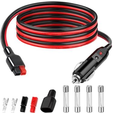 Imagem de DKARDU Cabo conector 45A para isqueiro de carro, painel solar, conector 45A, Anderson para acendedor de cigarro, fusível interno de 15A, para estação de energia portátil RV, bateria de lipo
