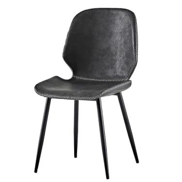Imagem de Cadeira de jantar contemporânea de couro PU com pernas de metal - várias cores disponíveis (cinza preto vintage)