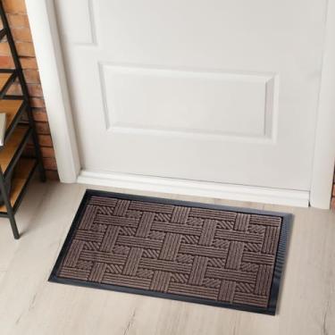 Imagem de Tapete Antiderrapante Capacho Porta Entrada 40cm x 60cm Emborrachado (Marrom)