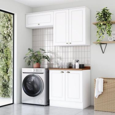 Imagem de Lavanderia Modulada 3 Peças com Tampo Emily Espresso Móveis Branco
