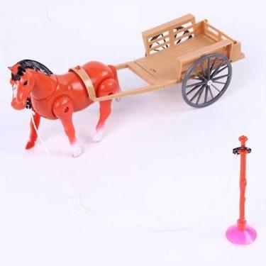Imagem de Cavalo robô brinquedo eletrônico Pony Pet puxando carruagem ao redor -