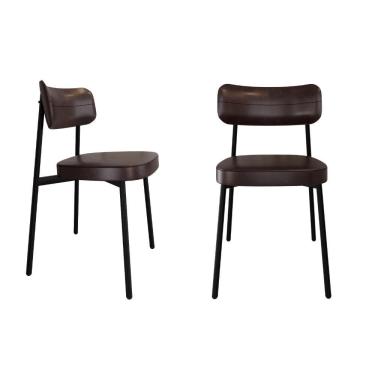 Imagem de Cadeira Alloa Fixa Com 4 Pés 50 X 44,7 X 83,8 Cm Com 2 Unidade Courino Café