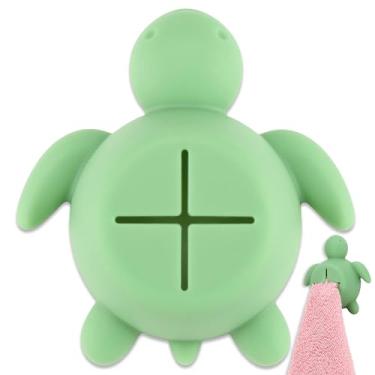 Imagem de Gancho de toalha de cozinha de silicone para tartarugas marinhas, suporte adesivo fofo para toalhas de mão, panos de prato, luvas, esponja, ganchos de parede de banheiro e cozinha, presente para