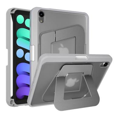 Imagem de SANDUODD Capa protetora completa para iPad mini 7 (A17 pro)/iPad mini 6, suporte ajustável em vários ângulos duplos com suporte de lápis integrado para iPad mini de 8,3 polegadas (cinza)