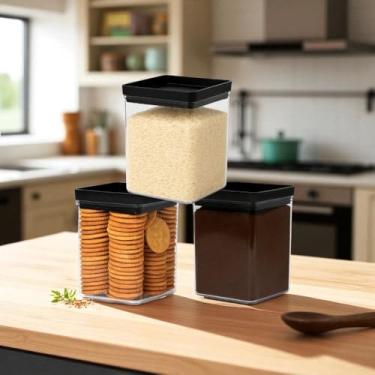 Imagem de Kits Potes Herméticos Lumini Black Paramount – 180 ml, 340 ml e 1.000 ml (3 de 1000 ML)