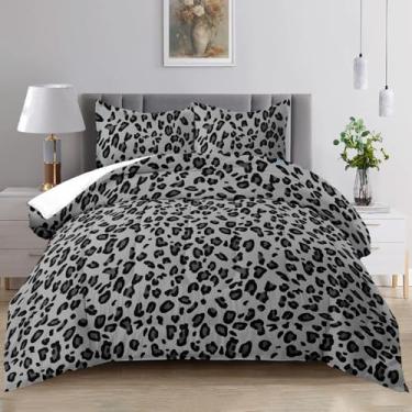 Imagem de Raphus cucullatus Conjunto de edredom Queen com estampa de leopardo preto, estampa de guepardo preto, edredom Queen, colcha de leopardo, cama de guepardo, decoração de quarto de animal