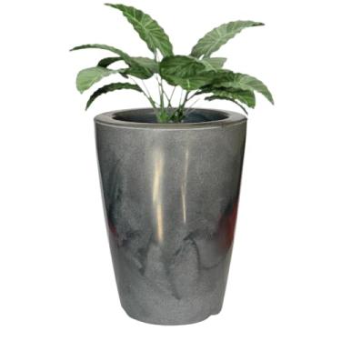 Imagem de Vaso Polietileno Para Plantas Jardim Coluna Lisa Marmorizado (Grafite)