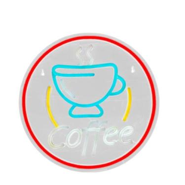 Imagem de IEUDNS Letreiro de para cafeteria, luminária com atmosfera de jogo, estética, luzes LED para cafeteria, decorativas, 32cmx35cm