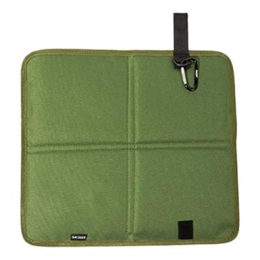 Imagem de KiBcsLic Assento de esteira de acampamento dobrável com almofada e gancho conveniente, confortável, fácil de usar, acessórios portáteis para atividades ao ar, Verde