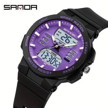 Imagem de Relógio desportivo unissex com ecrã duplo, cronómetro e luz noturna LED