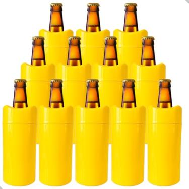 Imagem de Porta Garrafa Térmico Camisinha de Cerveja 600 ml – Mantém a Bebida Gelada e Evita Suor (Amarelo, Kit 12 Uni - 600ml)