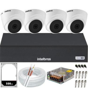 Imagem de Kit Cftv 4 Câmeras Multi Hd 720p 1mp Dvr Intelbras Mhdx 1104c