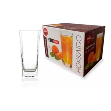 Imagem de Jogo 6 Copos Altos de Vidro 350ml Quadrado Hokkaido PJ129-12 - Dolce H