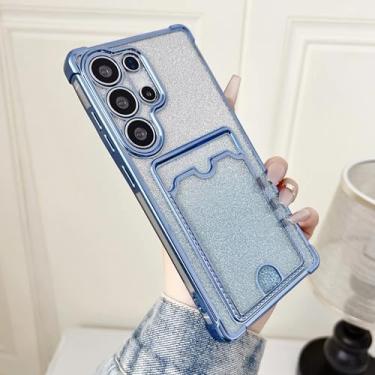Imagem de Capa transparente com glitter gradiente para Samsung S25 S24 S23 S22 Ultra Plus A55 A35 A25 A54 A15 A14 A24 Capa à prova de choque (para S23/azul)