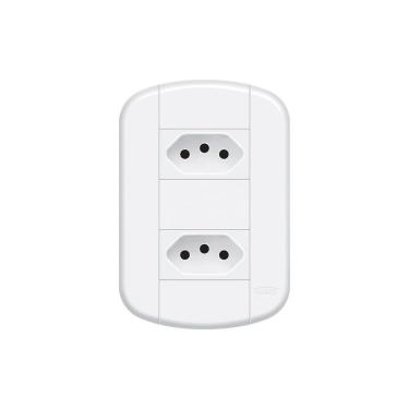 Imagem de Tomada Dupla Fame Blanc+ 2P+T 10A com Placa 4x2 Branca