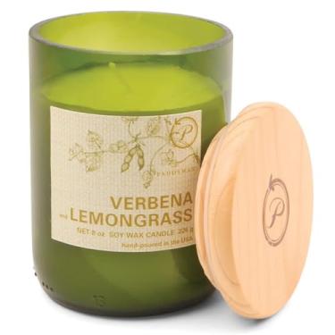 Imagem de Paddywax Eco Collection Vela perfumada de cera de soja em frasco de vidro, fragrância de verbena e capim-limão, recipiente verde com tampa de madeira, 227 g