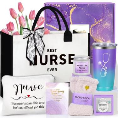 Imagem de Sacola Suhctuptx Nurse, conjunto de presente com copo roxo