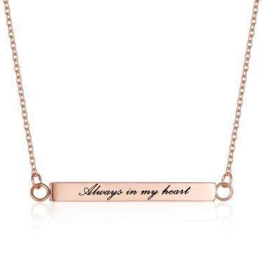 Imagem de Colar de urna de barra horizontal para cinzas para mulheres, meninas, pingente de cremação de aço inoxidável, pode colocar nome/data/palavras, joias memoriais, presentes de lembrança, Medium, Aço