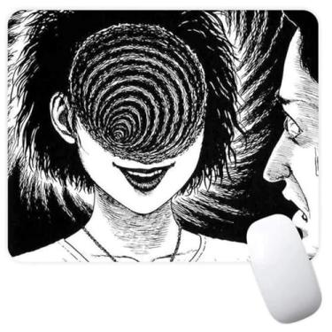 Imagem de Junji Ito Tomie Kawakami Manga Terror Japonês Uzumaki Mousepad Antiderrapante Gaming Computador Mouse Pad Gaming Desktop Laptop Mouse Pad com Borda Costurada 18 x 22 cm