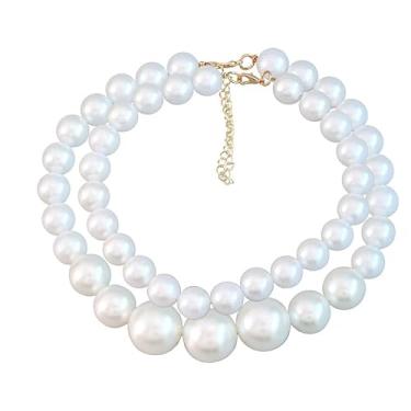 Imagem de Colar Perola Grande Noiva Festa Casamento Duplo Luxo Retrô Delicado Elegante-Gargantilha Choker Pérola Anos 80 Anos 60 Camada de Época-Presente Feminino Mãe Avó Senhoras Luxo Sofisticado