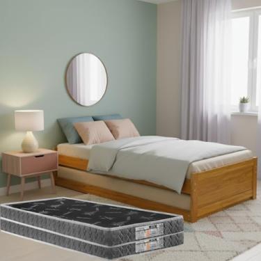 Imagem de Cama Solteiro Em Madeira Maciça Com Colchão D20 Estrutura Reforçada Design Sofisticado E Confortável (Imbuia)