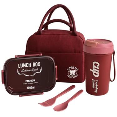 Imagem de Kit Bolsa Térmica Marmita Lancheira + Pote Hermético Para Microondas + Squeeze Hermética Anti Vazamento + Colher E Garfo (Rosa)