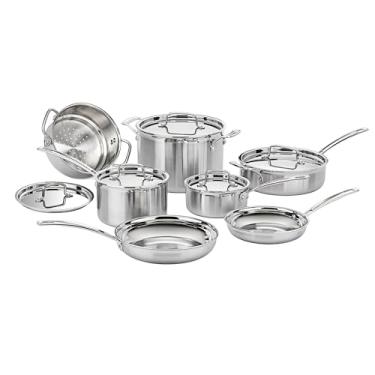 Imagem de Conjunto de panelas de 12 peças da Cuisinart, MultiClad Pro Triple Ply, prata, MCP-12N
