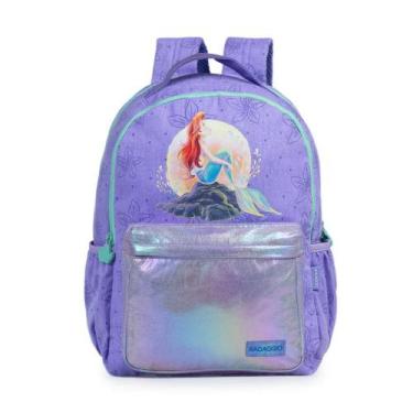 Imagem de Mochila Escolar Infanto-Juvenil Feminina Ariel  Glitter Lilás - Bagagg