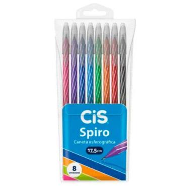 Imagem de Canetas Spiro C/ 8 Cores 0.7mm Cis Corpo Longo 17,5 Cm
