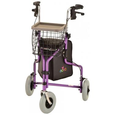 Imagem de Andador Adulto Idoso 3 Rodas NOVA Medical Products com Bolsa, Roxo