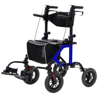 Imagem de Andador 2 em 1 para Adultos e Idosos de até 136 kg Dobrável com Encosto Reversível, ELENKER, Azul