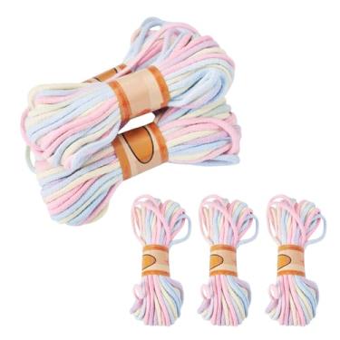 Imagem de Sparkeads Corda de macramê rosa de 3 a 3,5 mm torcida macia de macramê com segmento tingido de segmento decorativo fio de costura para artesanato faça você mesmo, cabides de plantas de tricô