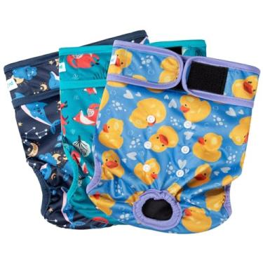 Imagem de Paw Legend Fraldas laváveis reutilizáveis para cães fêmeas para aquecer fraldas para cachorros fêmeas (pacote com 3, GG)