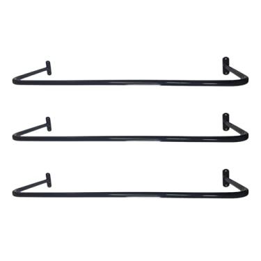 Imagem de Kit 3 Arara Cabideiro de Parede 1 Metro Reto Ferro Expositor de Roupas para Loja Closet (Preto)
