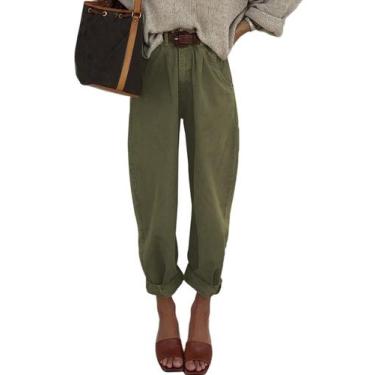 Imagem de Jeans Astylish High Wisted Baggy Boyfriend Green para mulheres