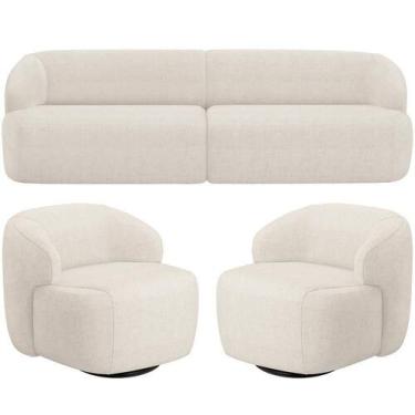 Imagem de Sofá 4 Lugares Curvo Orgânico Com 02 Poltronas Living 280cm Barolo L06