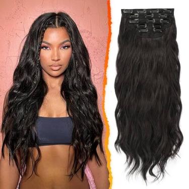 Imagem de Extensões de cabelo com clipe BARSDAR Wavy 45 cm, 5 peças sintéticas