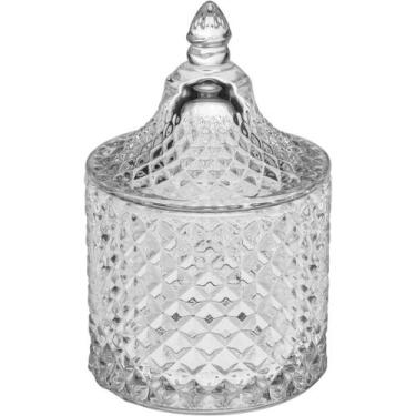 Imagem de POTICHE BOMBONIERE VASO COM TAMPA 10x6x6cm DE VIDRO TRANSPARENTE - HOM