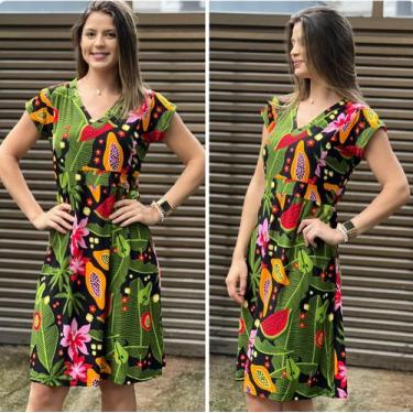Imagem de Vestido Midi Gola V Com Manga Moda Casual Moda Evangélica Liganete Env