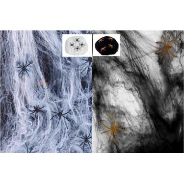 Imagem de Teia De Aranha C/ 4 Mini Aranhas Decoração Halloween Festas