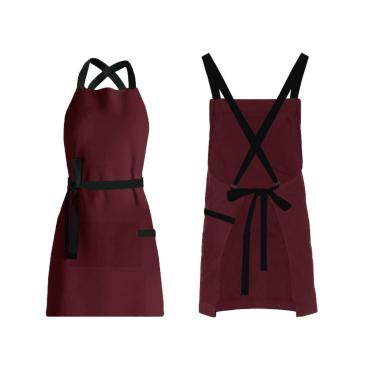 Imagem de Avental Vinho Alça Cruzada Preto Restaurante Bar Cafeteria